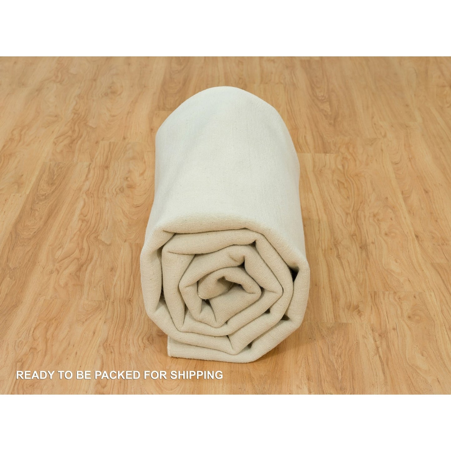 9'X12' Comfort Ivory Modern Loom Knotted Wool And Silk Plain Oriental Rug