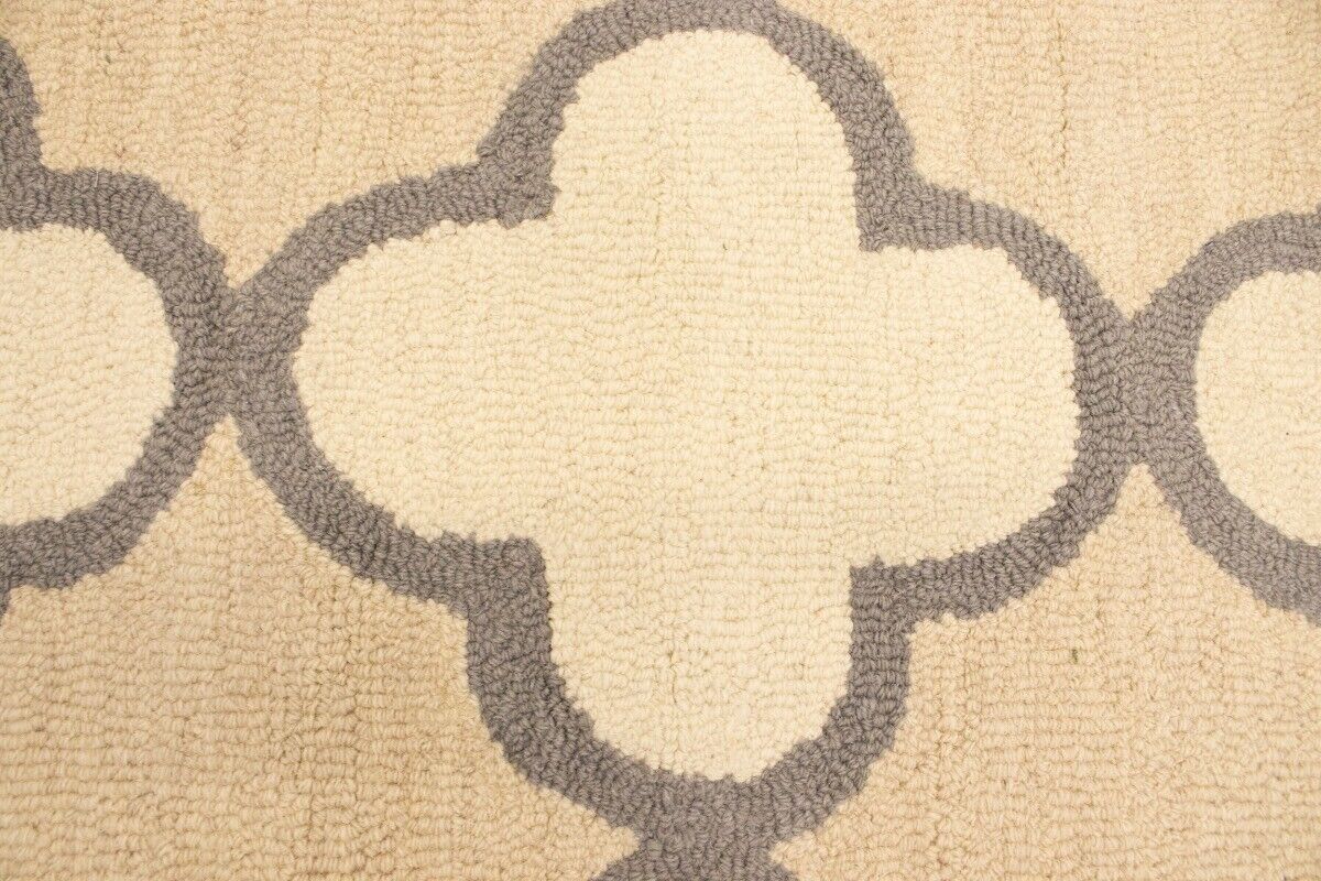 Cream Beige Trellis Style Rug Hand-Tufted Modern