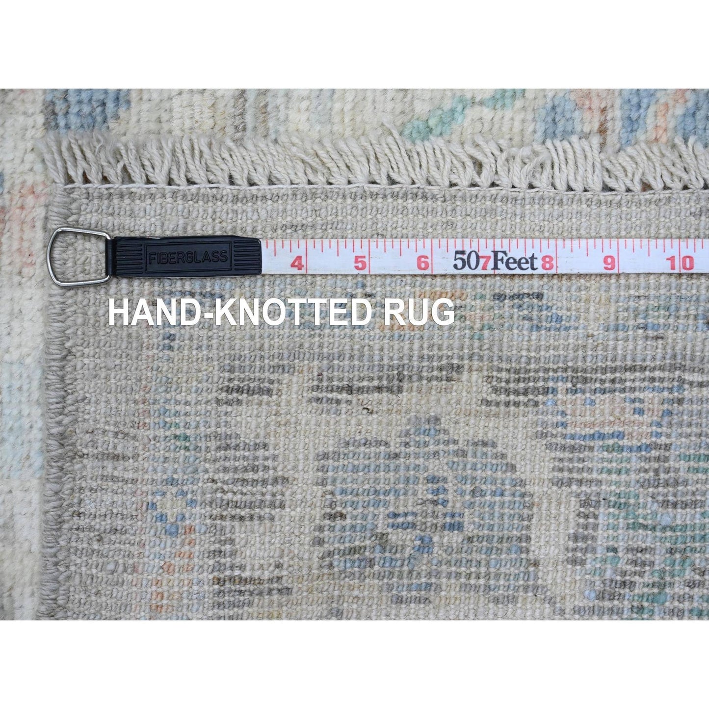 3'1"X10' Gray Pure Wool Angora Oushak Leaf Design Hand Knotted Runner Rug