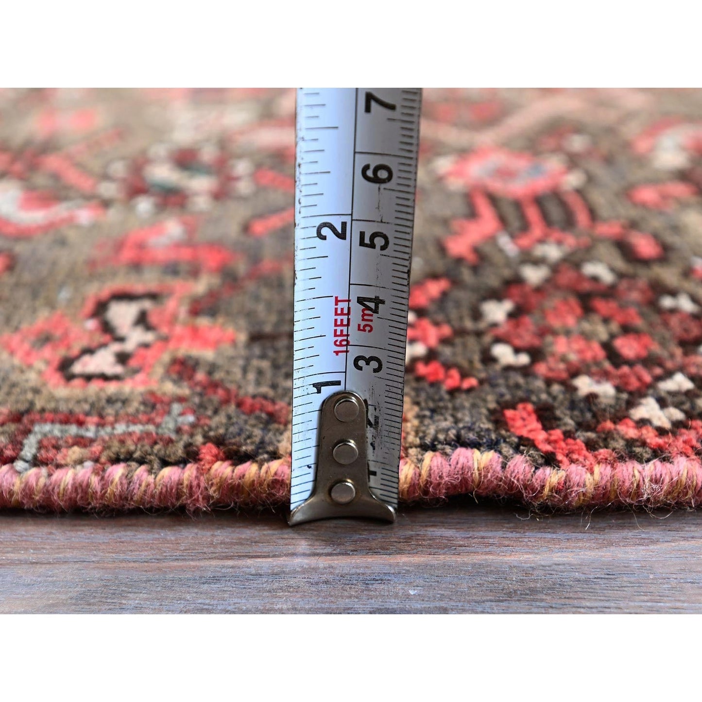 2'X5'8" Brown Vintage Zoroastrian Khamadan Hand Knotted Wool Runner Rug