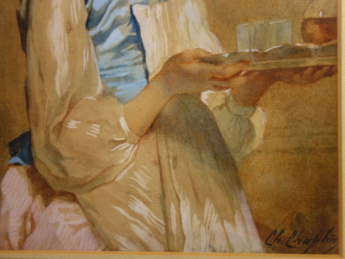 Charles Joshua Chaplin "Young Girl" Original Watercolor With Coa Signed Framed