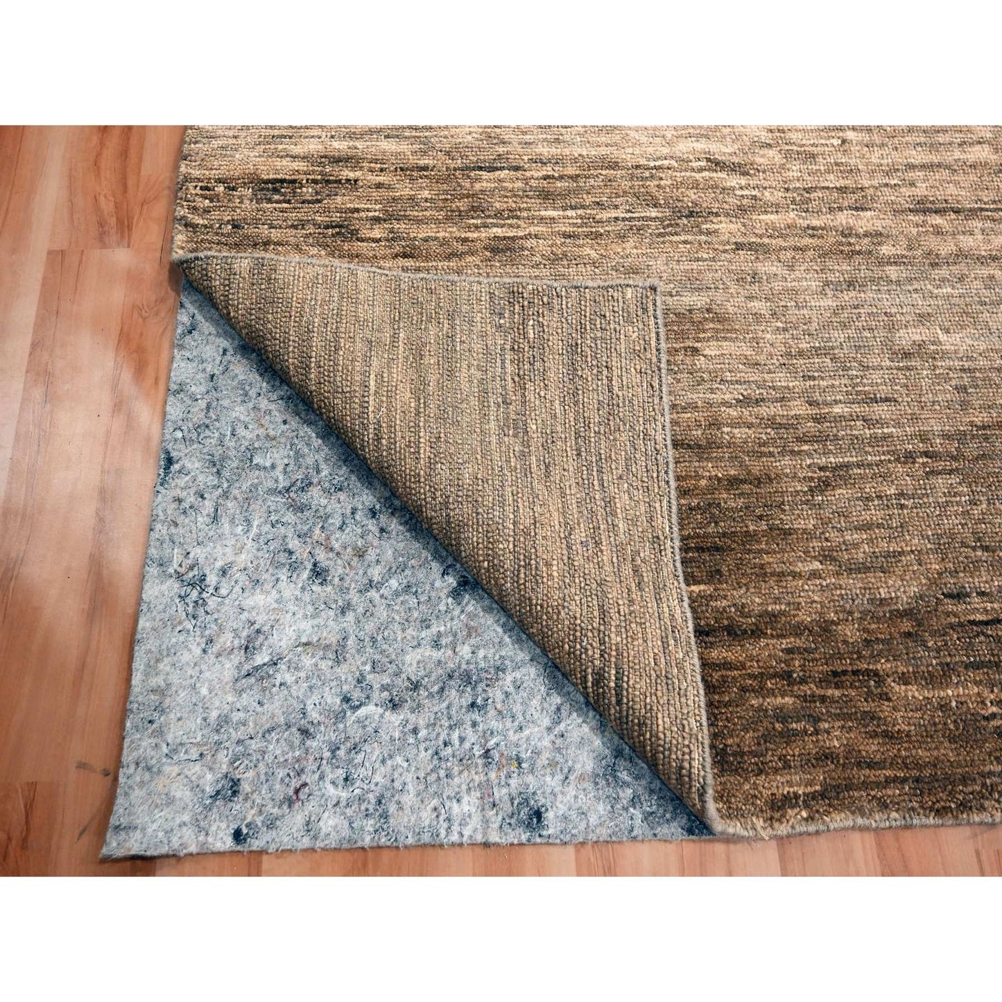 9'4"X12'4" Shades Of Brown Modern Plain Design 100% Wool Hand Knotted Rug