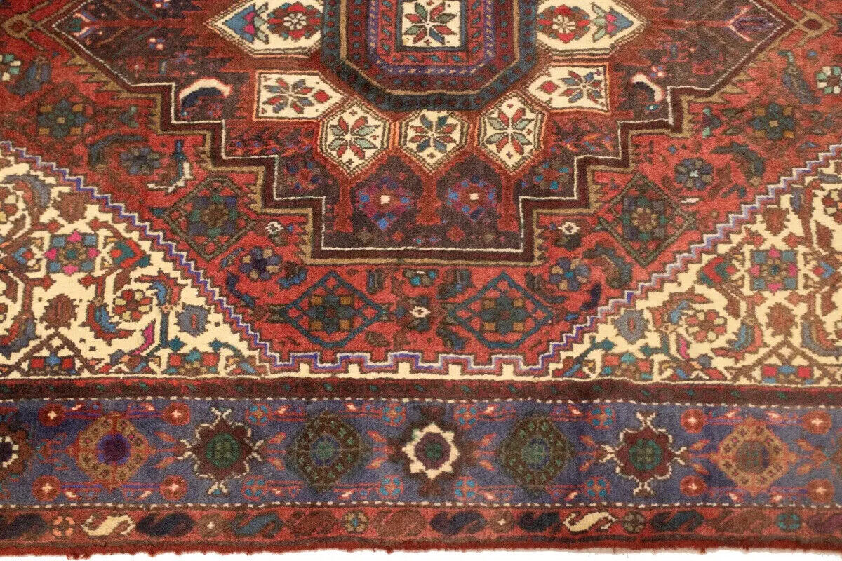 Vintage Handmade Oriental Rug Floral Geometric