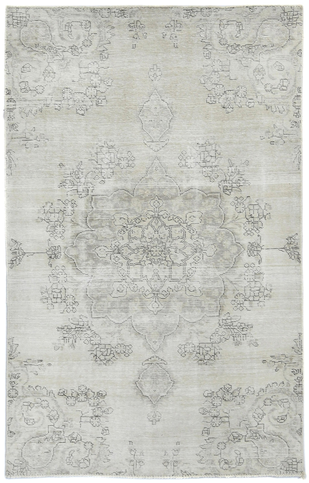 Distressed Vintage Medallion Floral Oriental Rug