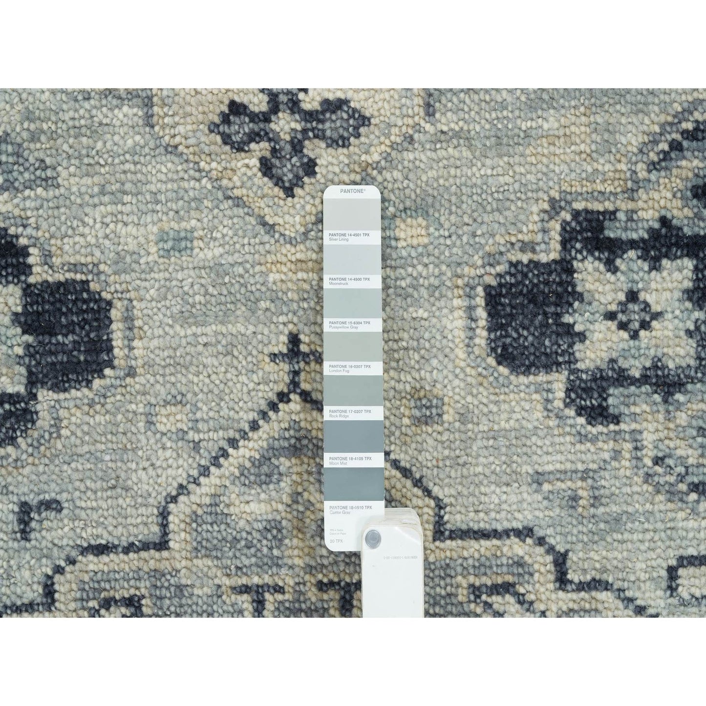 8'10"X11'10" Silver Gray Pure Wool Hand Knotted Anatolian Design Rug