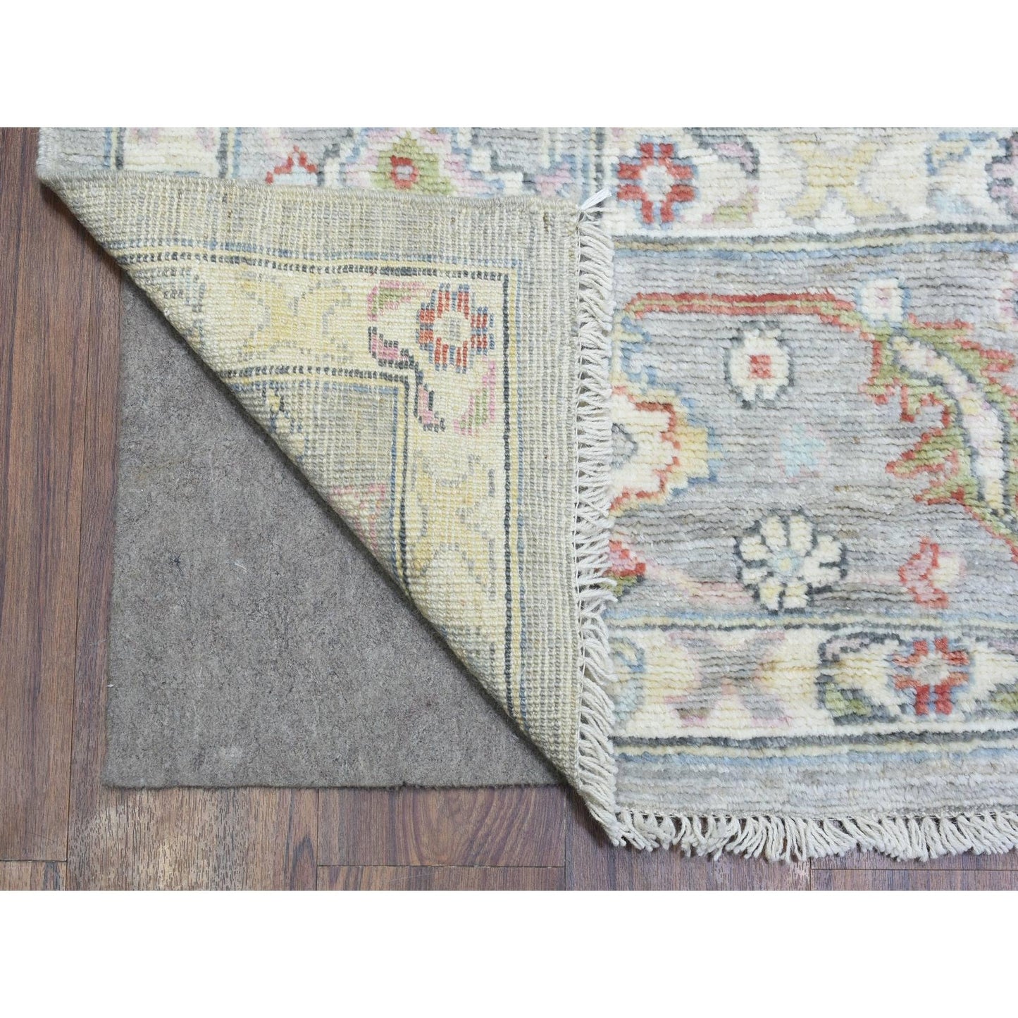 8'1"X10'1" Light Gray Hand Knotted Afghan Angora Oushak Soft Wool Rug