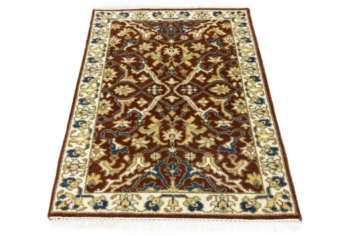 Handmade Rust Floral Chobi Rug Small Entryway