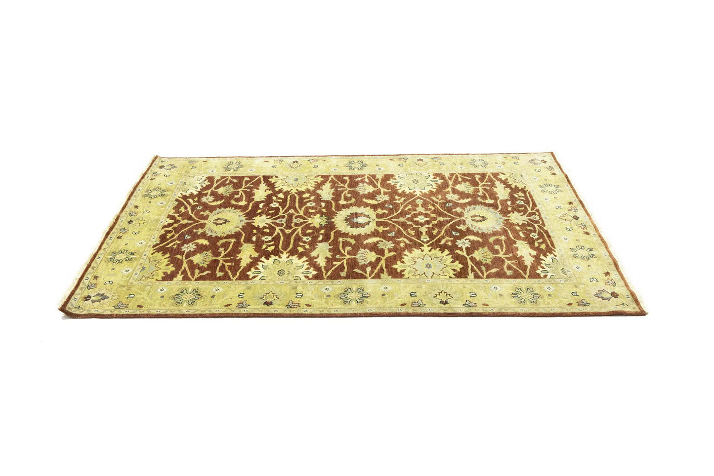 Rust Oushak Chobi Hand-Knotted Wool Rug Floral