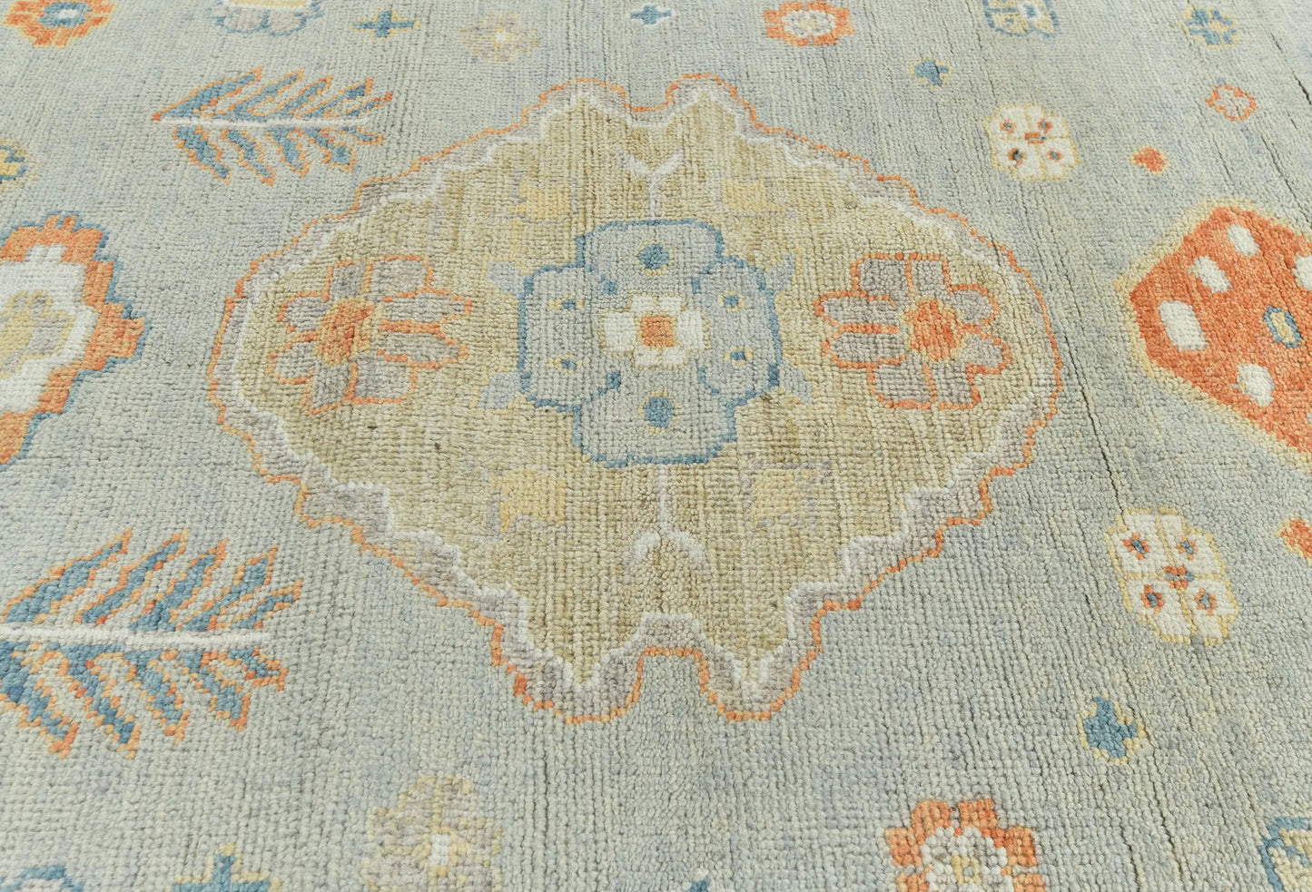 Handmade Oushak Pakistan Rug Muted Colors Floral