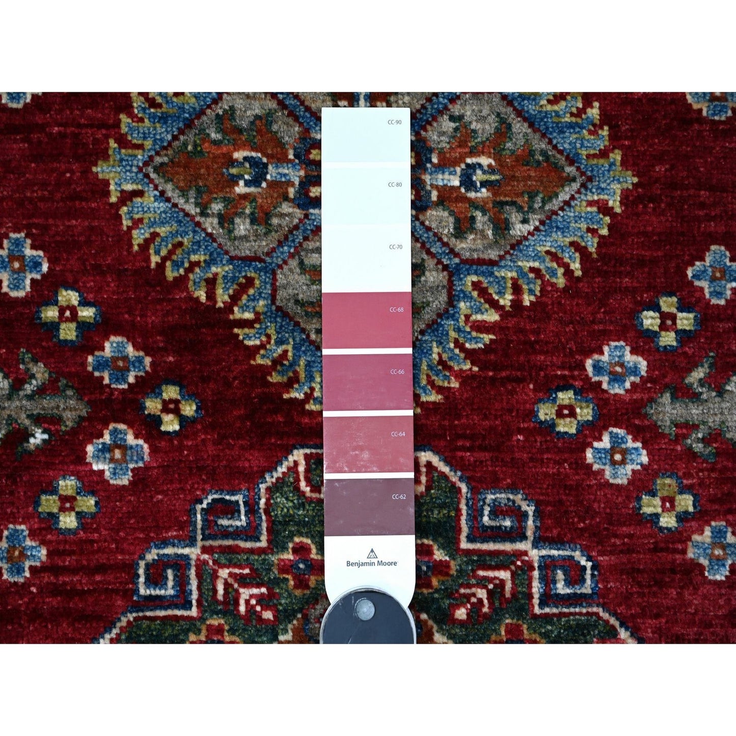 2'8"X7' Red Hand Knotted Super Kazak Geometric Wool Runner Oriental Rug