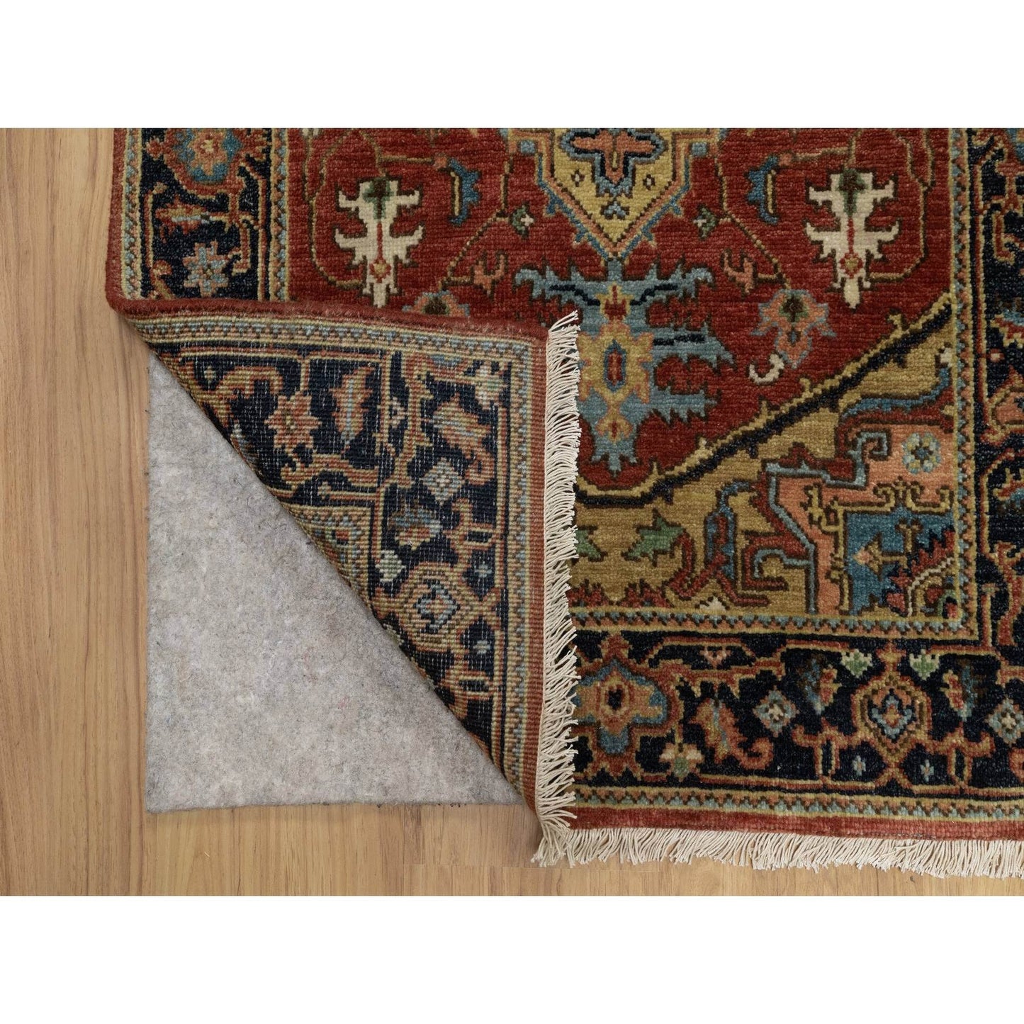 2'8"X10' Chili Red New Zealand Wool Heris Revival Hand Knotted Runner Rug