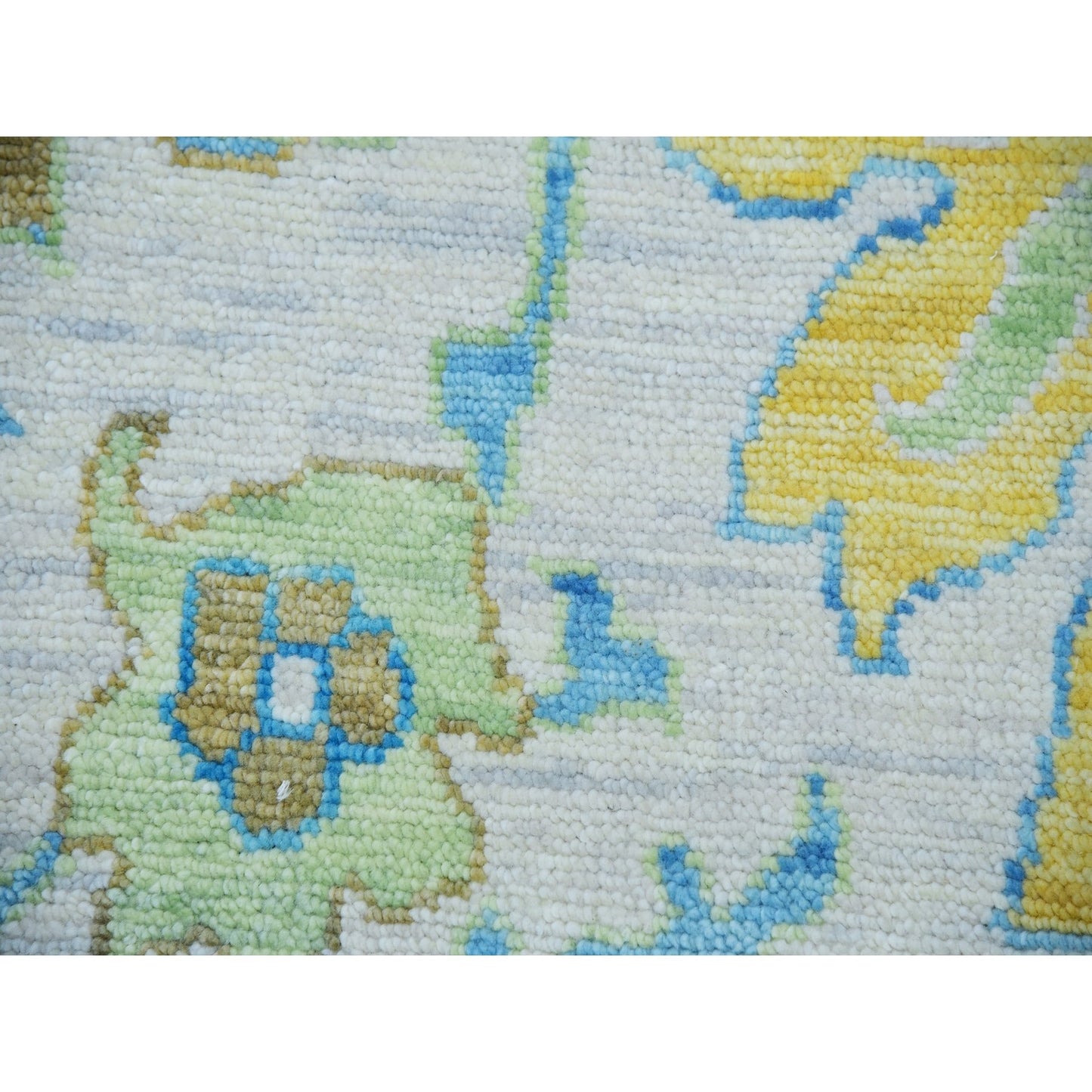 10'2"X14' Frost Ivory Hand Knotted Oushak Weave And Design Pure Wool Rug