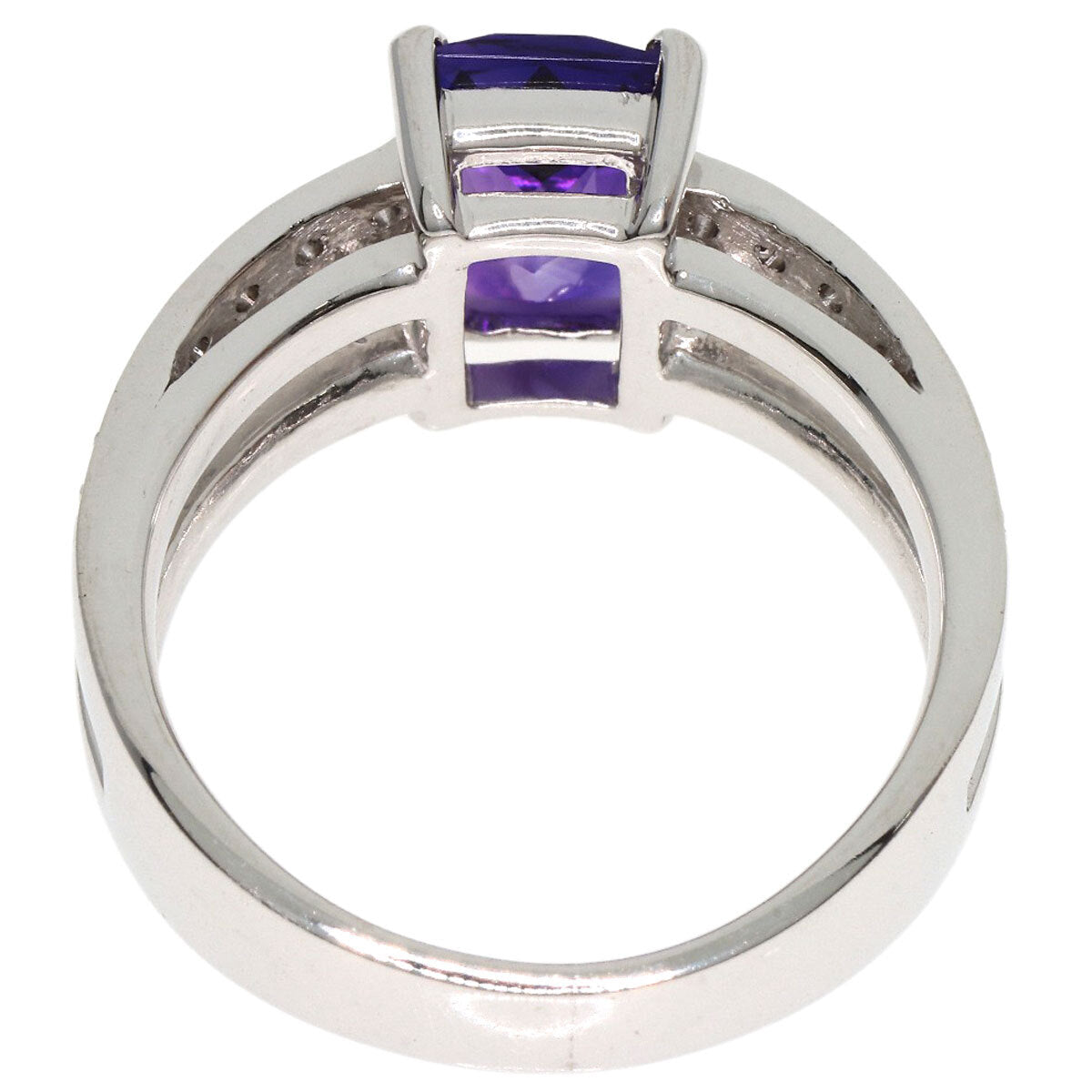 1.87Ct Amethyst Diamond Ring K18 White Gold 8.5G
