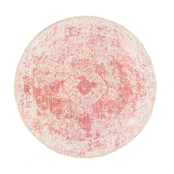 6'X6' Hand Knotted Pink Broken Farsian Design Wool And Silk Round Rug
