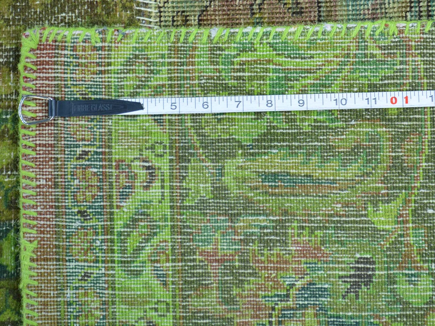 13'2"X15'8" Overdyed Patchwork Worn Down Tebraz Pure Wool Handmade Rug
