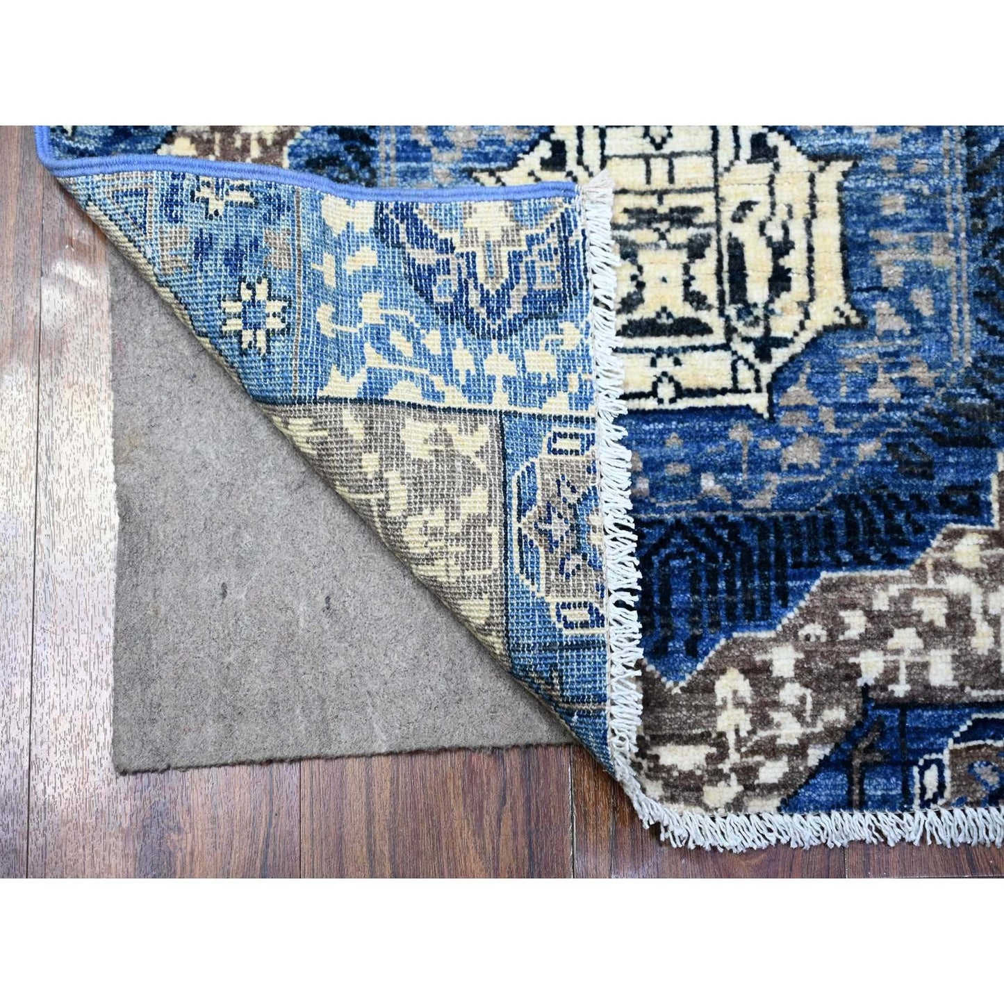 2'6"X6'8" Blue Fine Aryana Soft Wool Hand Knotted Oriental Rug