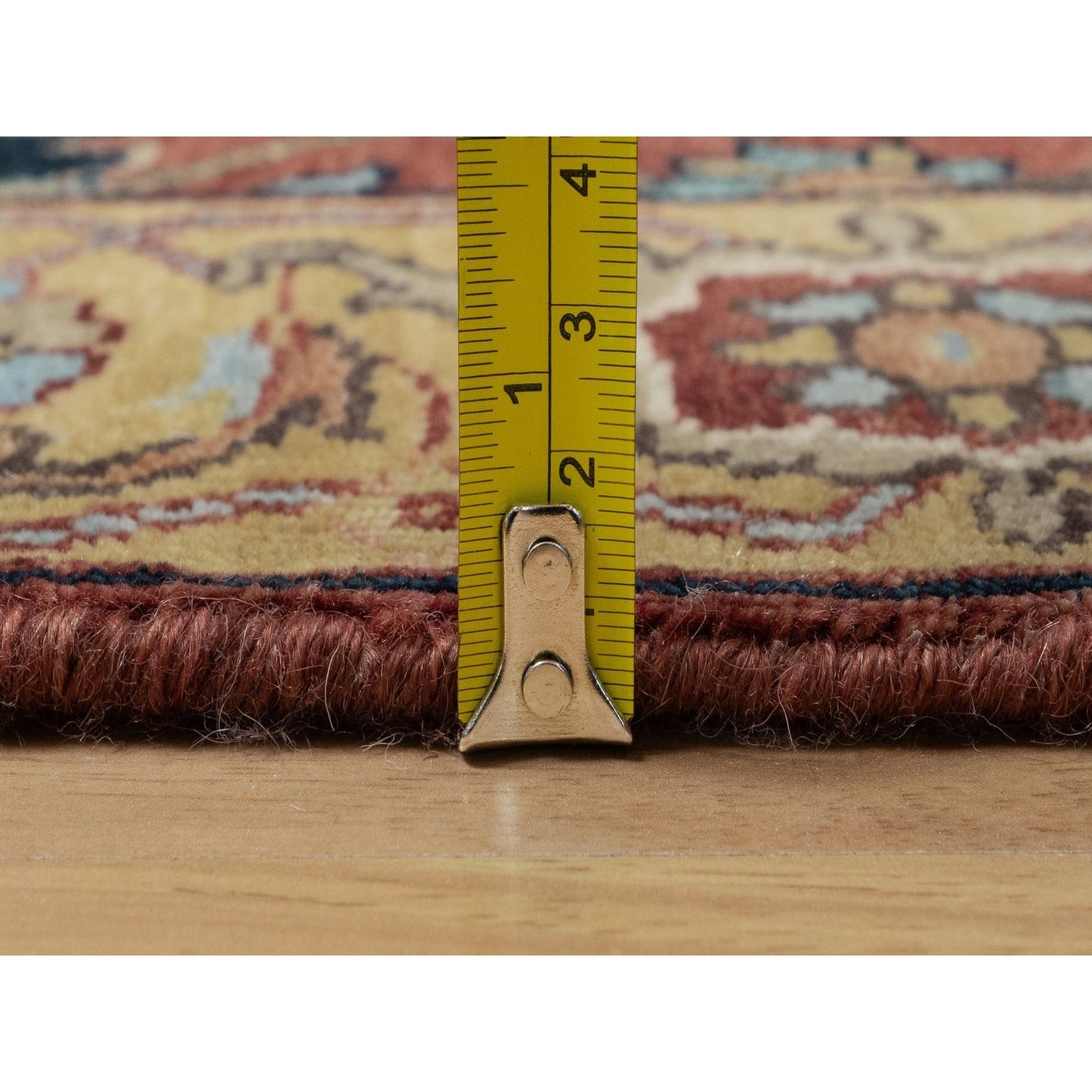 2'8"X14'1" Red Antiqued Heris Re-Creation Hand Knotted Wool Runner Rug