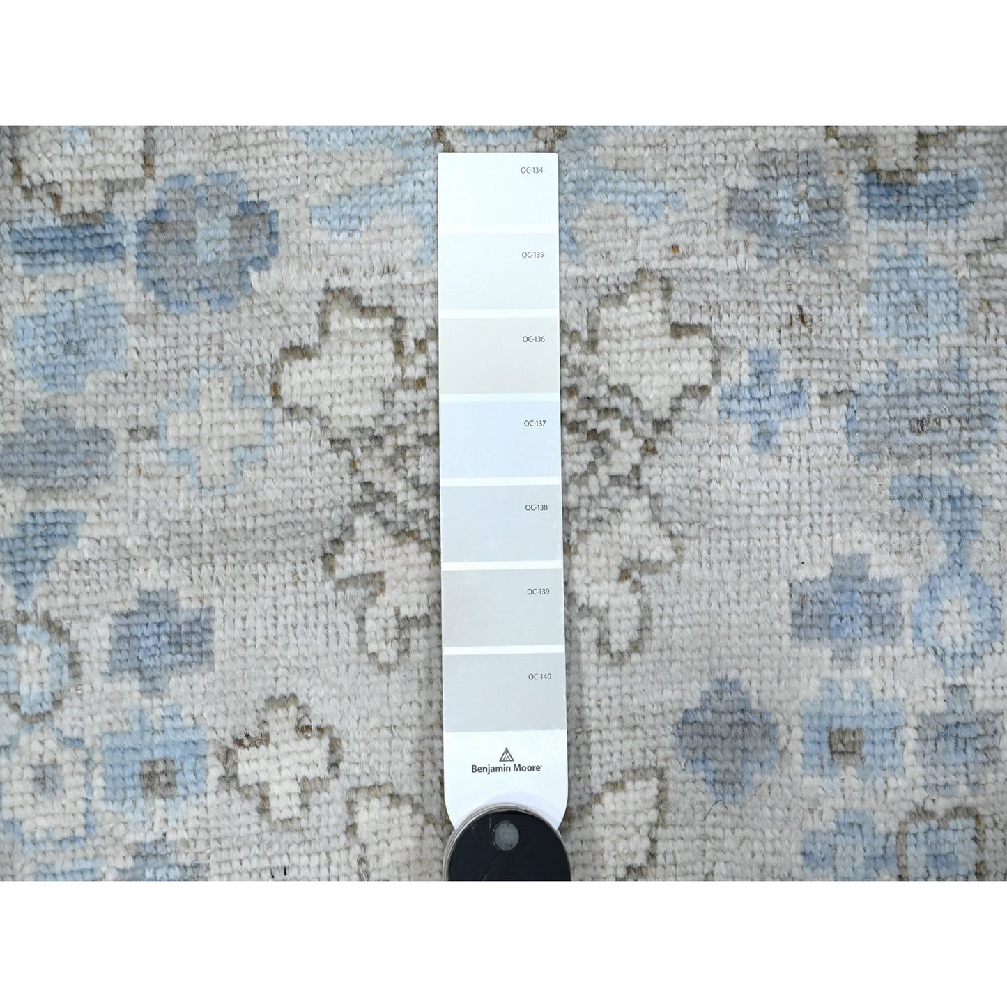 3'X19'5" Blue Afghan Wool Weft Angora Oushak Xl Runner Oriental Rug