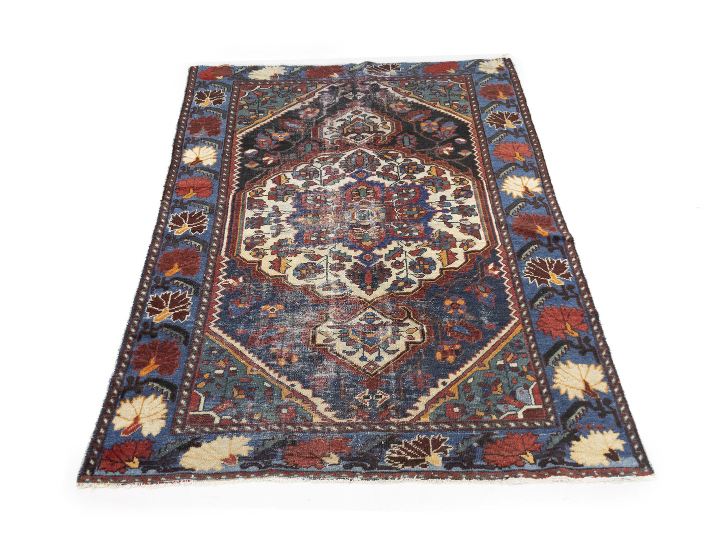 4X6 Ft Semi-Antique Oriental Rug Boho Floral