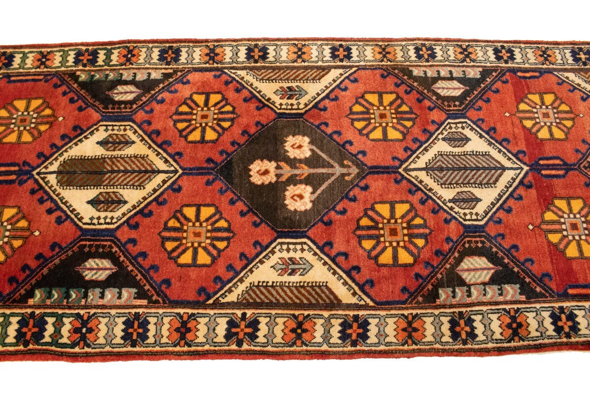 Handmade Vintage Rusty Red Oriental Runner Rug