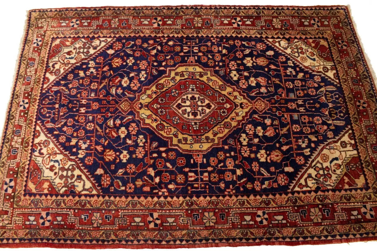 Vintage Purple-Navy Floral Style Rug Tribal