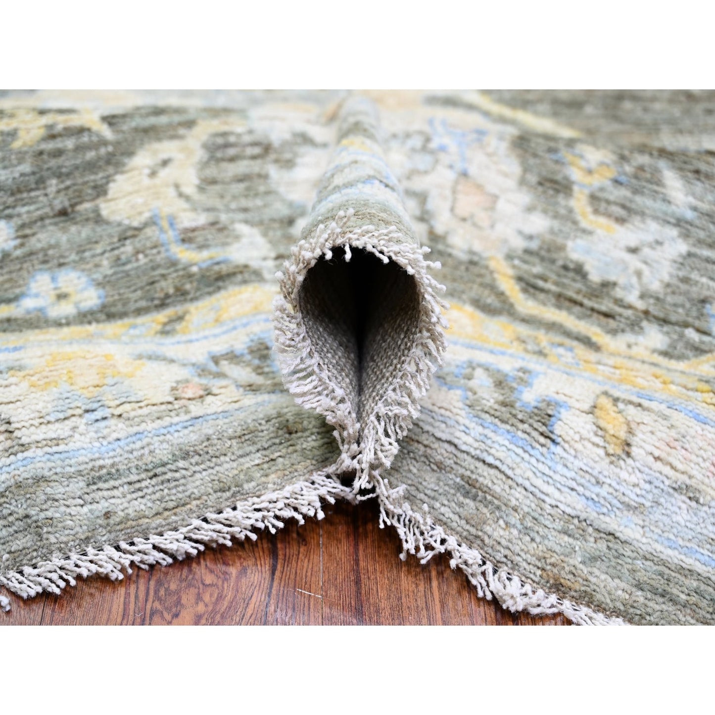 11'9"X17'6" Gray Afghan Angora Oushak Wool Hand Knotted Oriental Rug