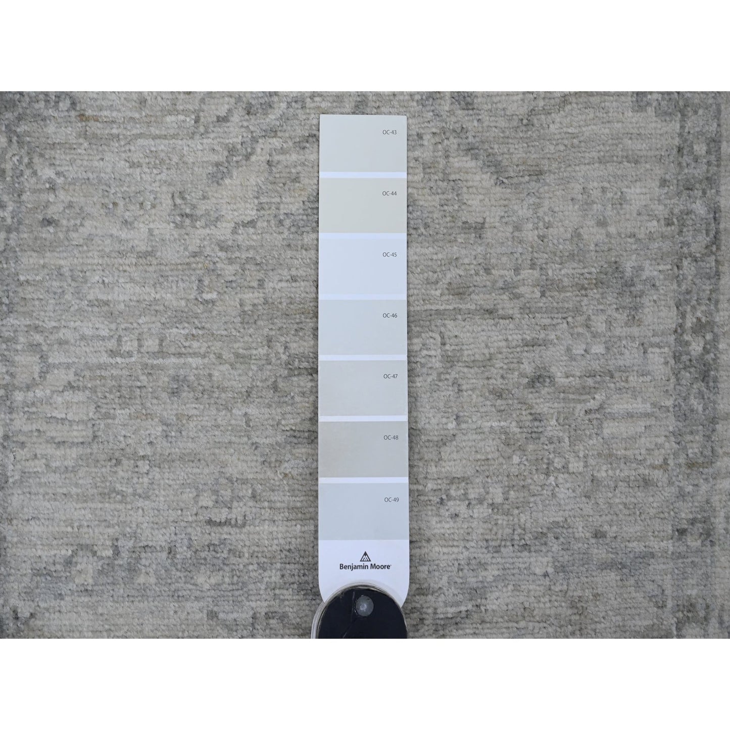 2'3"X29'4" Gray Heris Design High Mountain Wool Hand Knotted Runner Rug