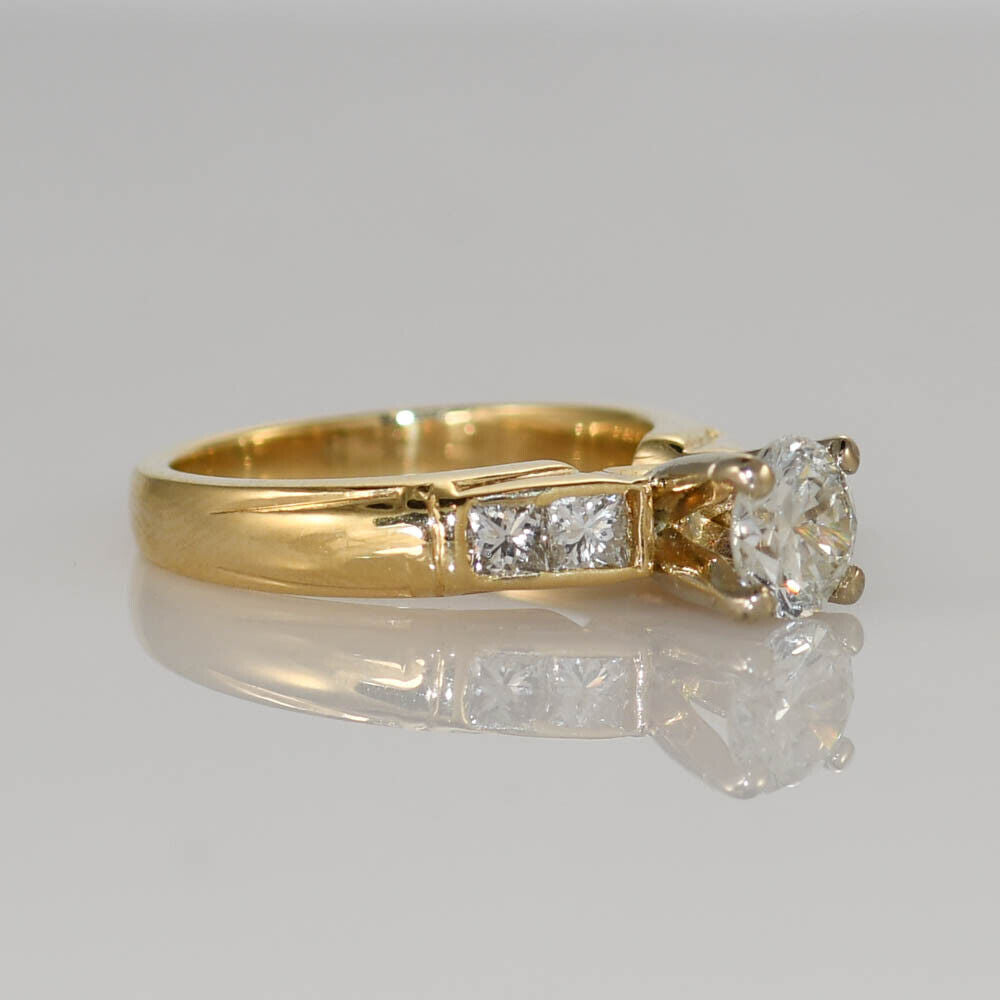 14K Yellow Gold Diamond Engagement Ring, .75Ct