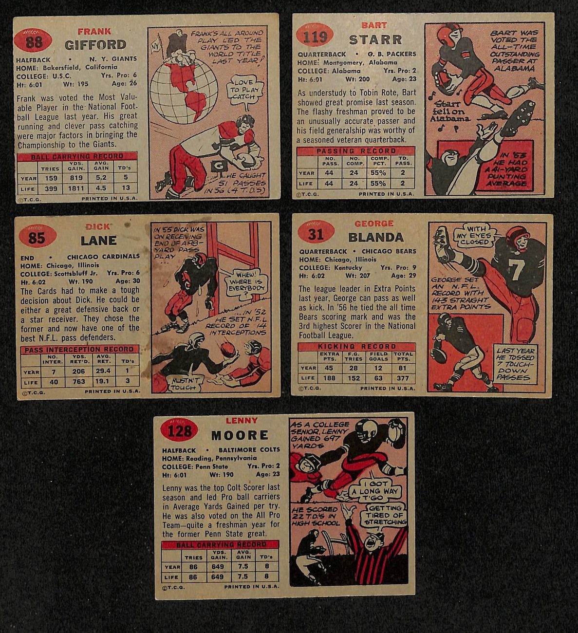 1957 Topps Football Card Complete Set (1-154) Starr Unitas Hornung Moore 197446