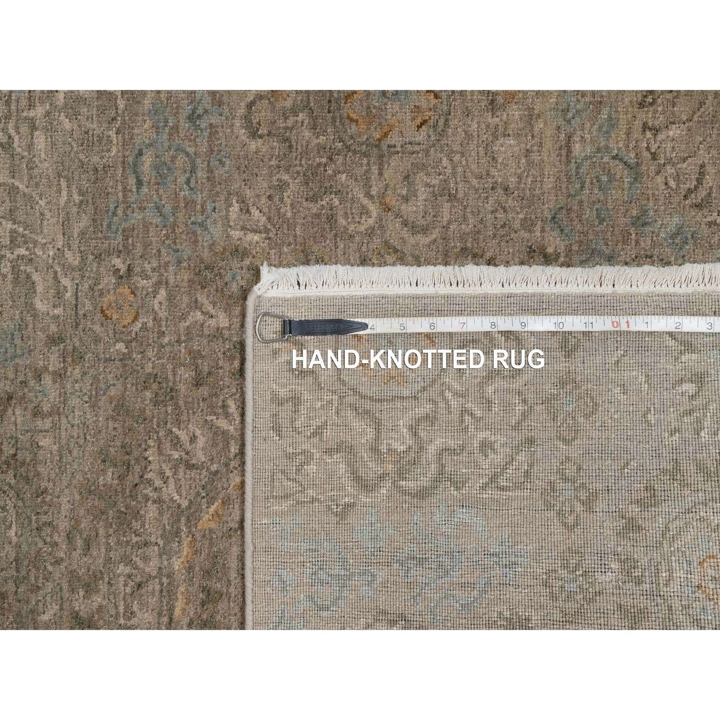 3'X4' Beaver Brown Mamluk Design Pure Himalayan Wool Hand Knotted Rug