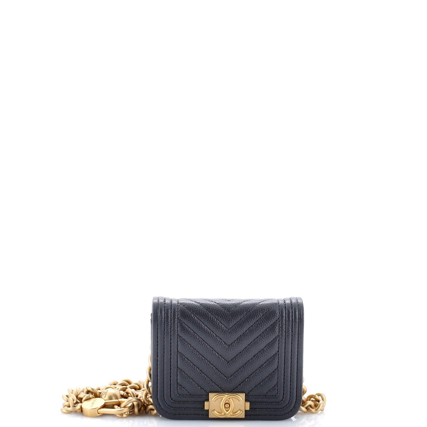 Chanel Boy Flap Chain Belt Bag Chevron Caviar