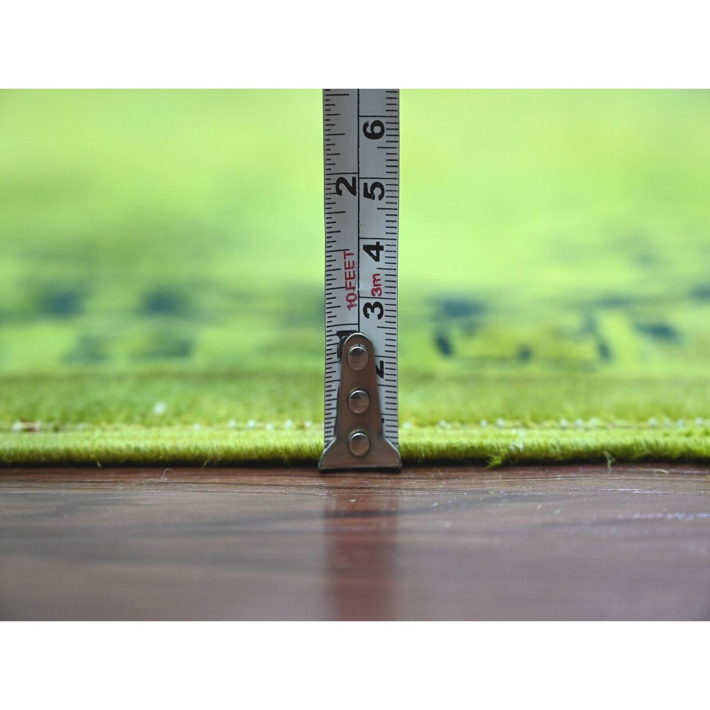 8'7"X11'6" Green Overdyed Kazak Geometric Pattern Hand Knotted Wool Rug