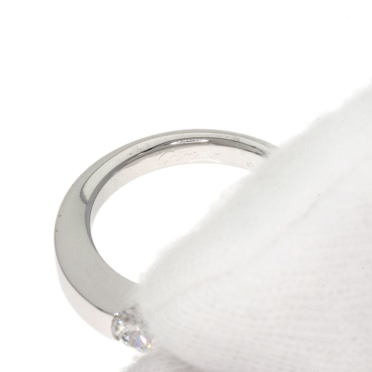 Cartier Ring Date With Diamond #46 K18 White