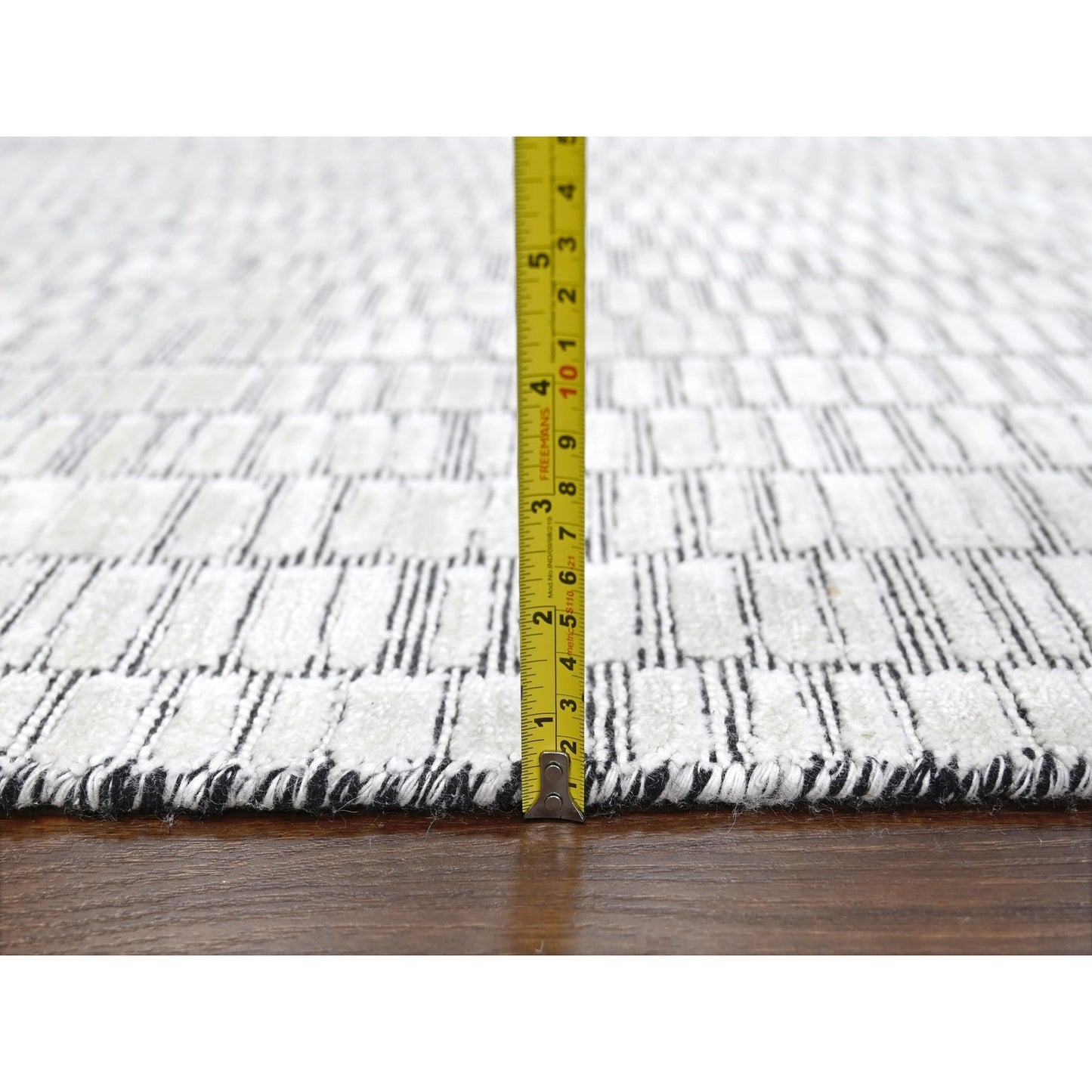 12'2"X18' Snow White Modern Roman Design Hand Loomed Oversized Rug