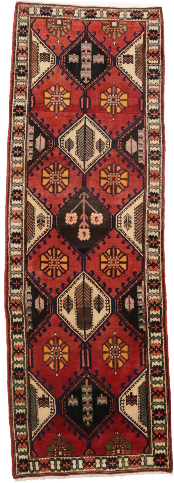 Handmade Vintage Rusty Red Oriental Runner Rug