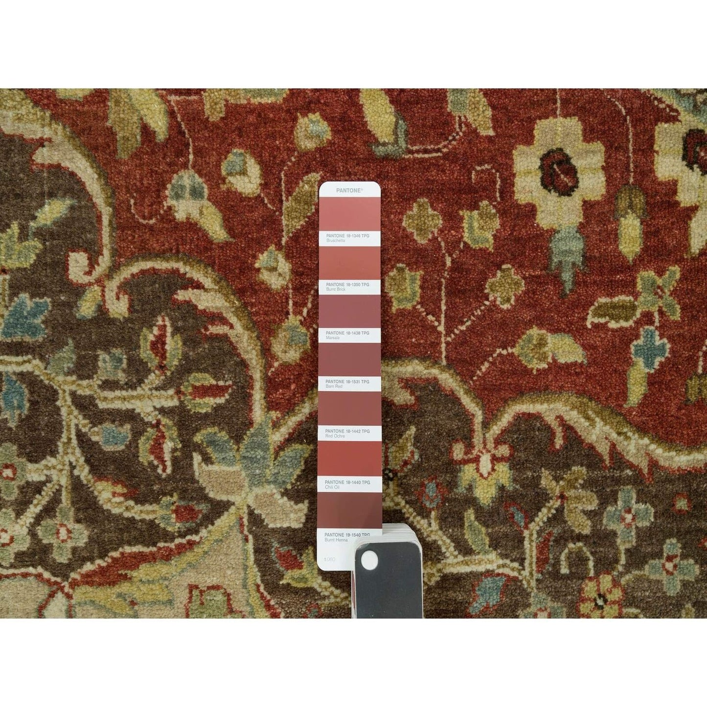 10'X10' Rufous Red Hand Knotted Tebraz Antique Wool Round Oriental Rug