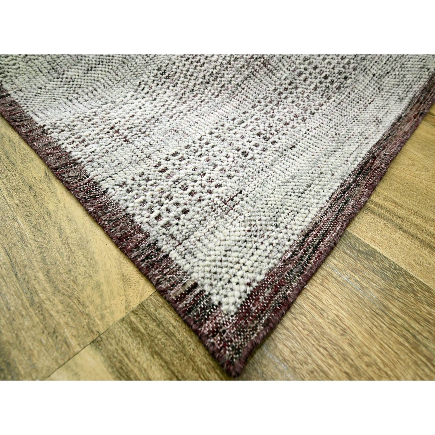 8'X10' Red & White Oxidized Grass Design Wool Hand Knotted Oriental Rug