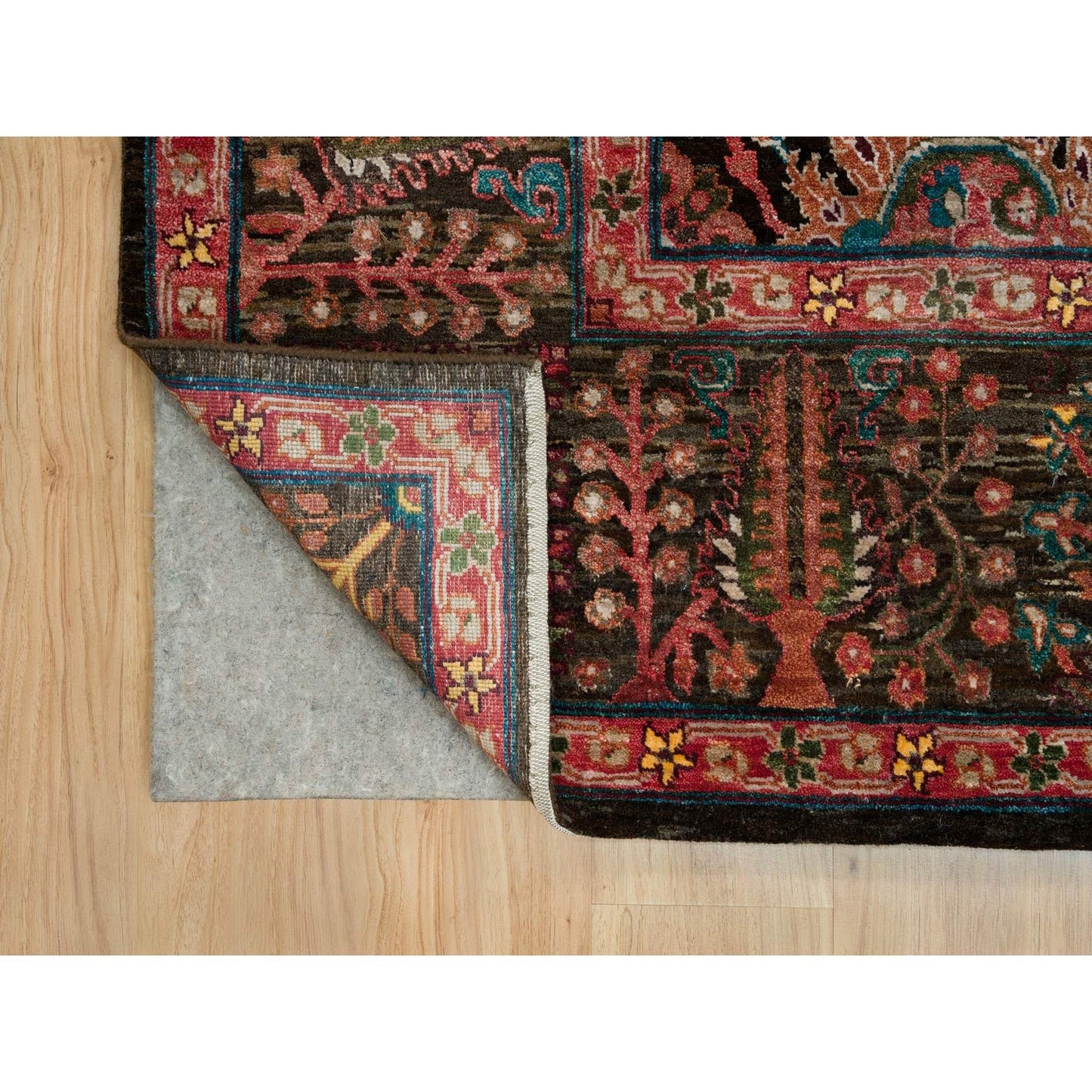 9'1"X12' Black Wool And Silk Hand Knotted Tebraz Vase Fine Oriental Rug
