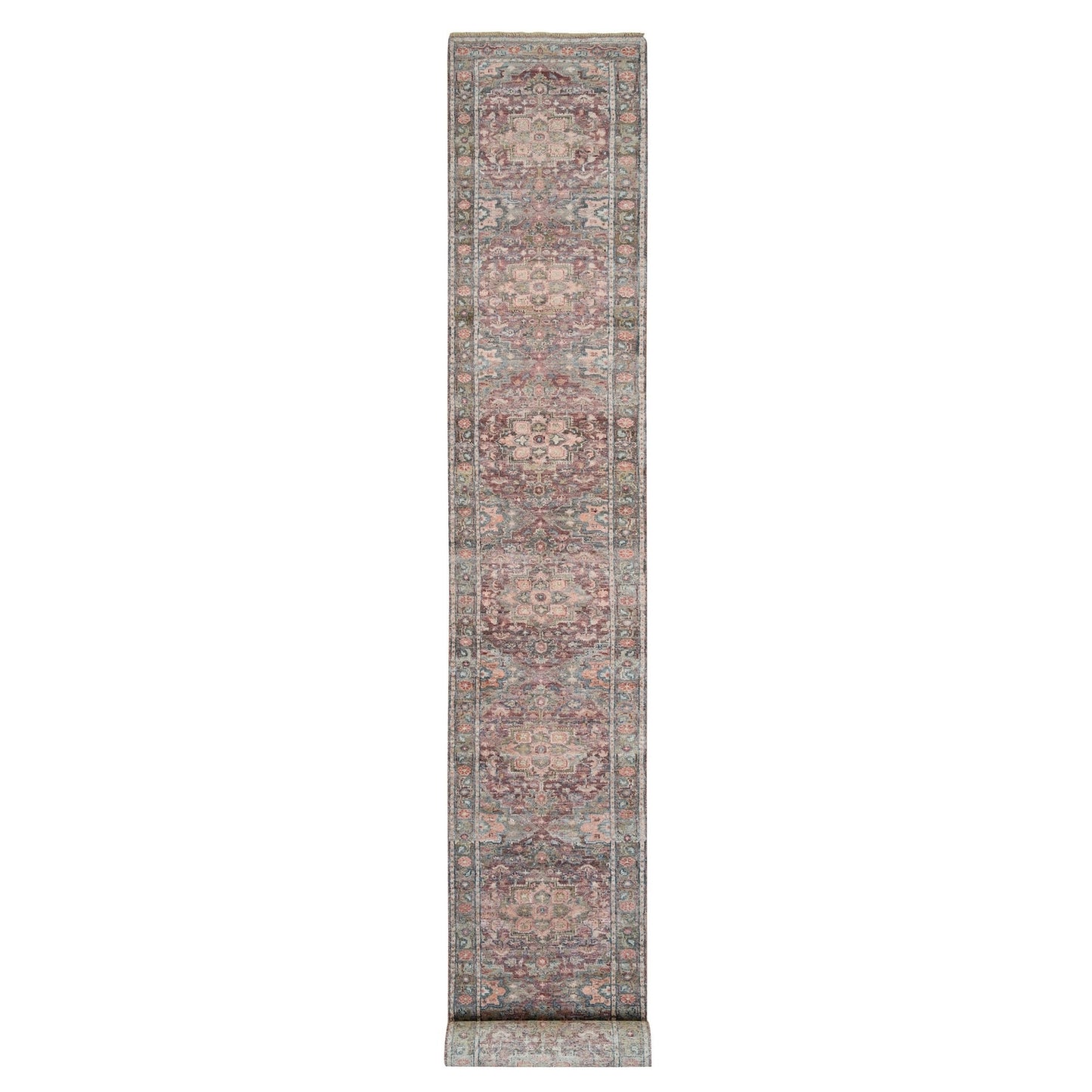 2'8"X21'10" Cordovan Red Extra Soft Wool Pile Hand Knotted Xl Runner Rug