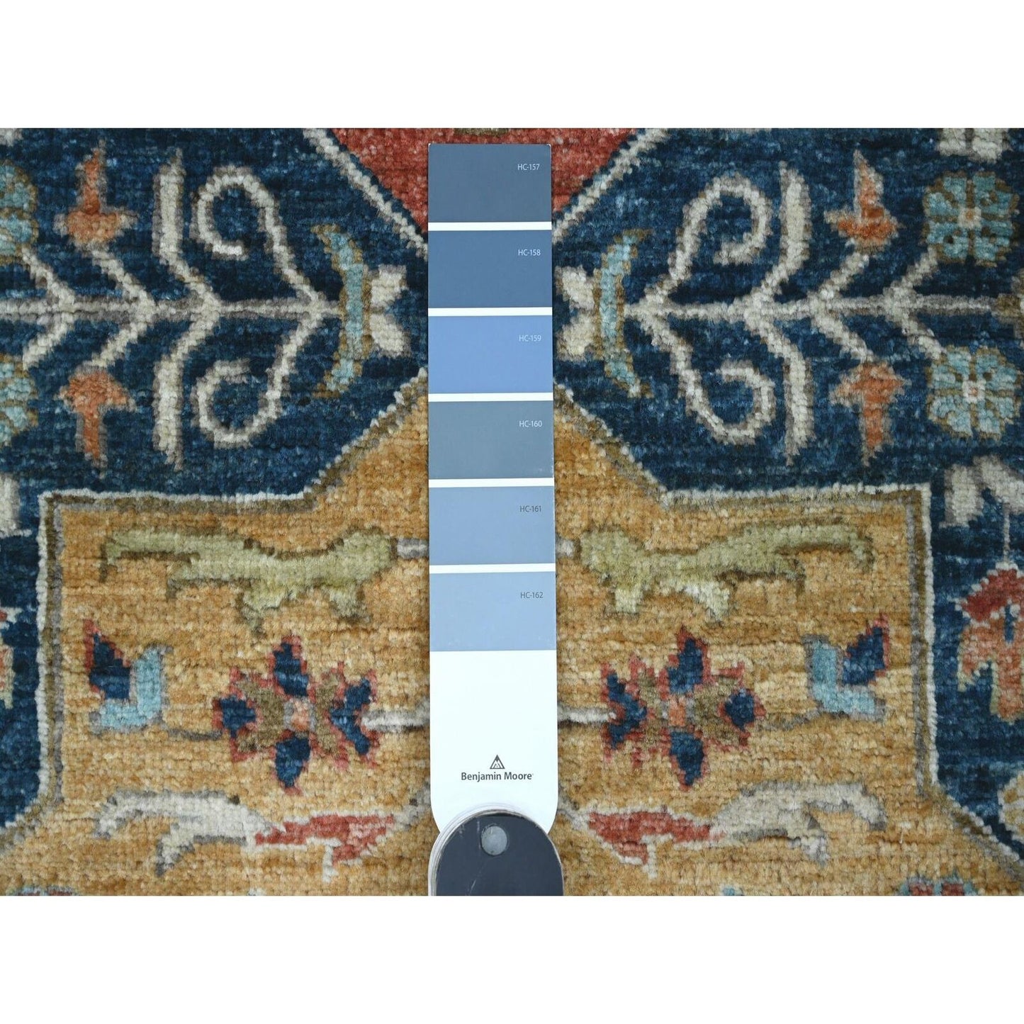 2'5"X6' Yale Blue Caucasian Akstafa Design Wool Hand Knotted Runner Rug