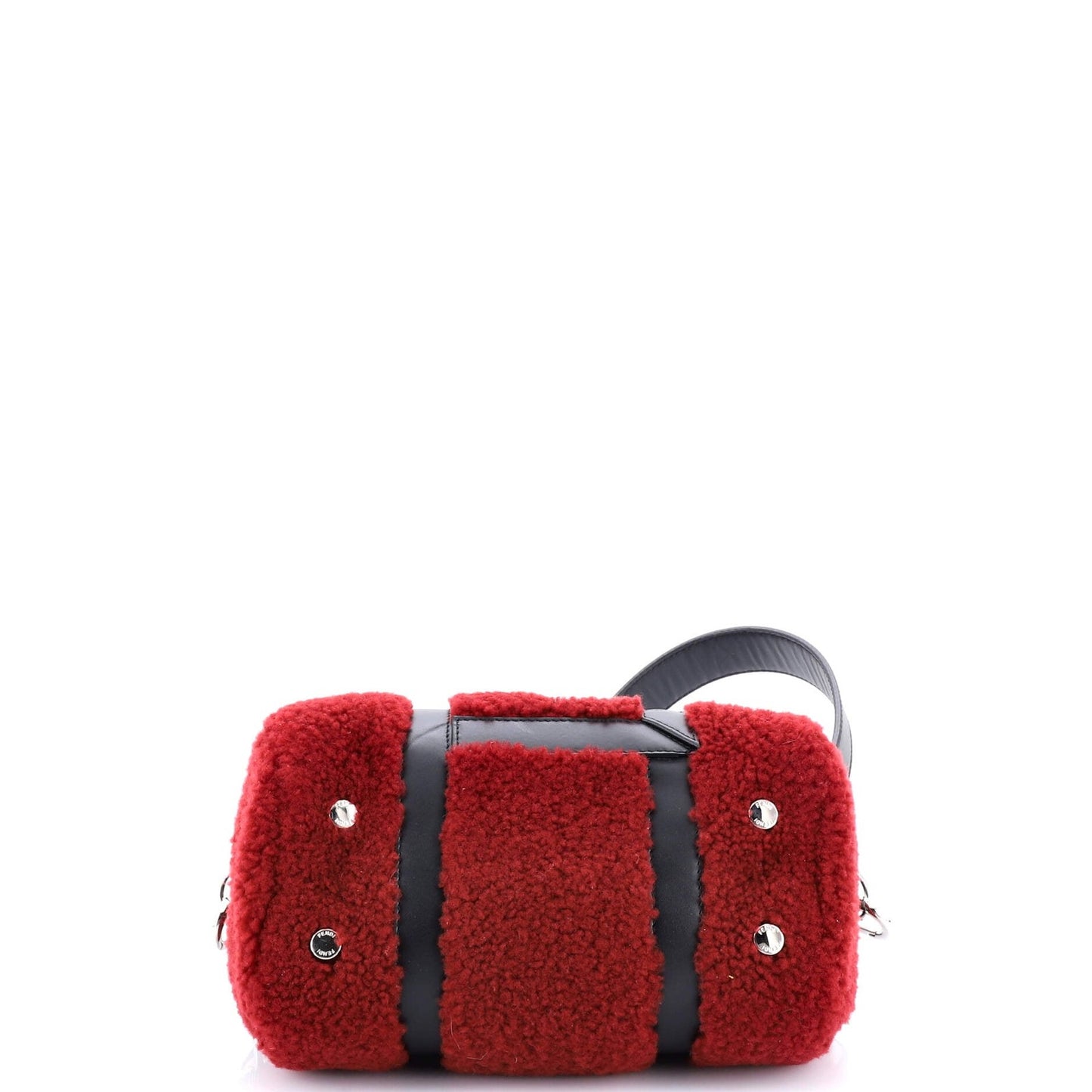 Fendi O'Lock Convertible Bowler Bag Shearling With Leather Mini
