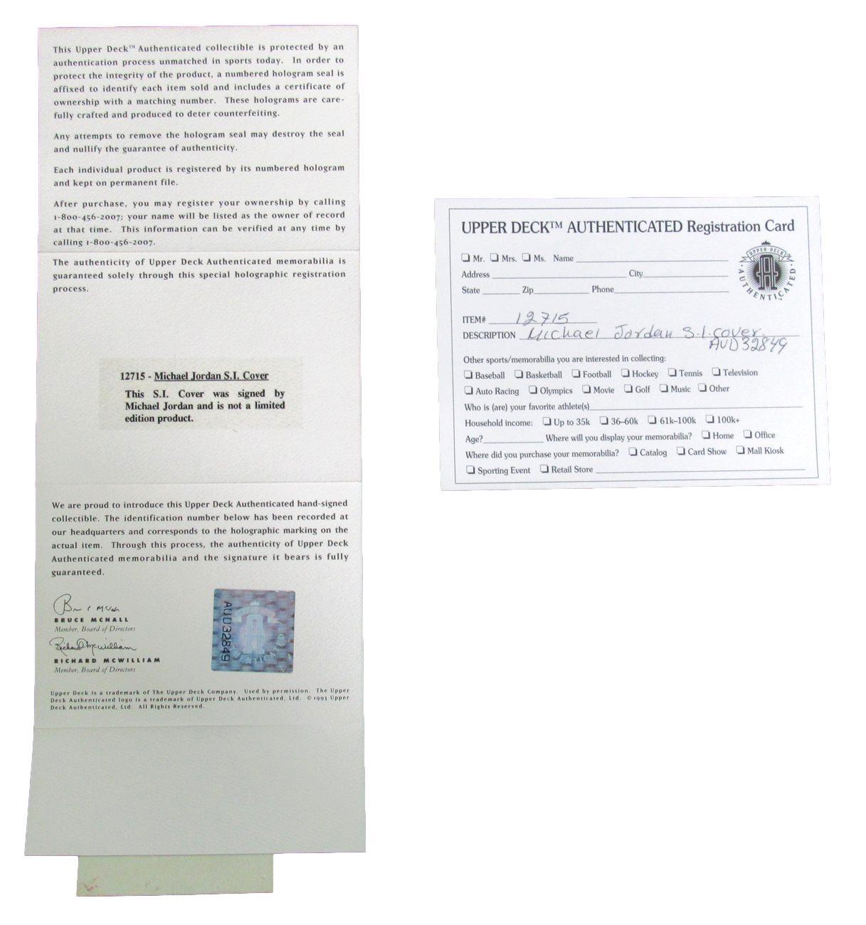 Michael Jordan Hof Autographed Sports Illustrated Uda Bulls Framed Upper Deck