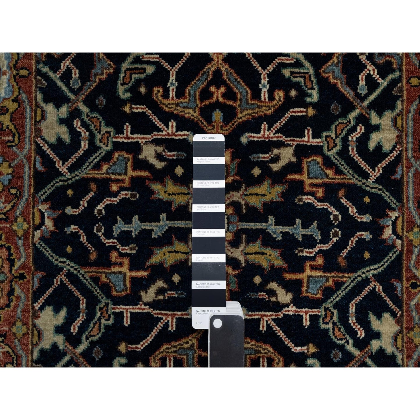 2'6"X14'1" Blue Hand Knotted Antiqued Fine Heris Soft Wool Xl Runner Rug