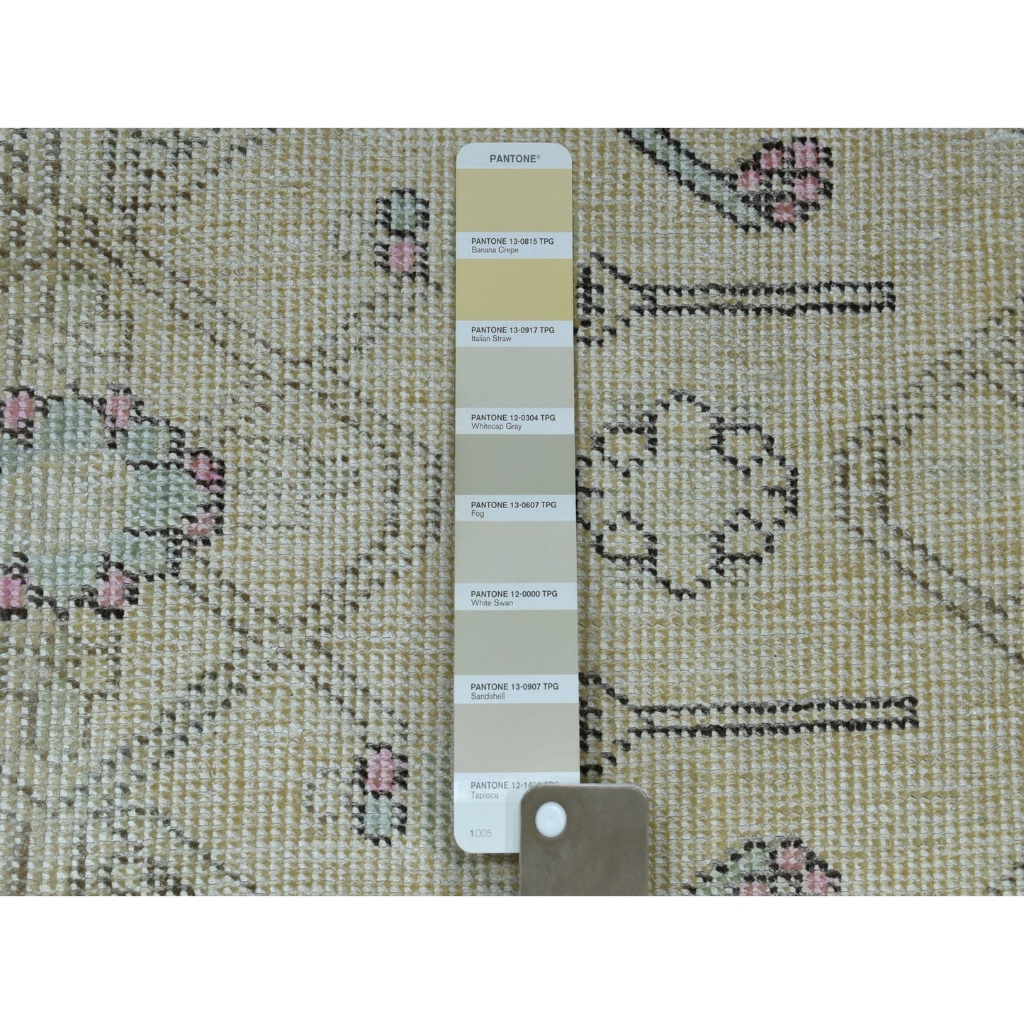 6'3"X9'1" Gray Vintage Farsian Tebraz Worn Pile Hand Knotted Oriental Rug