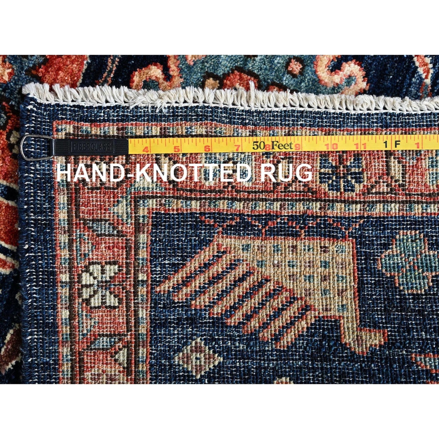 3'4"X5'1" Yale Blue Heris All Over Design Soft Wool Hand Knotted Rug