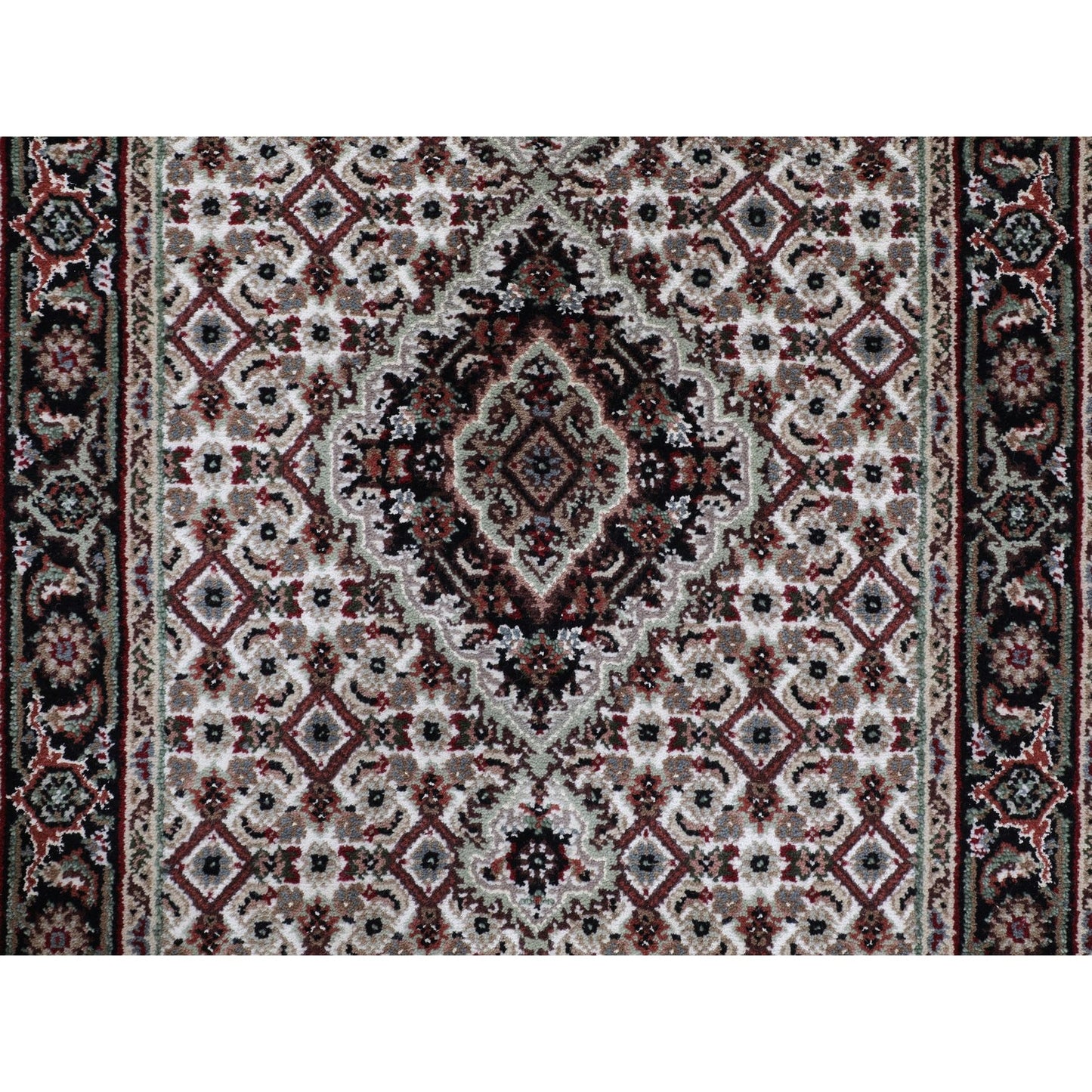 2'8"X10'1" Ivory Mahi Fish Design Wool And Silk Hand Knotted Runner Rug