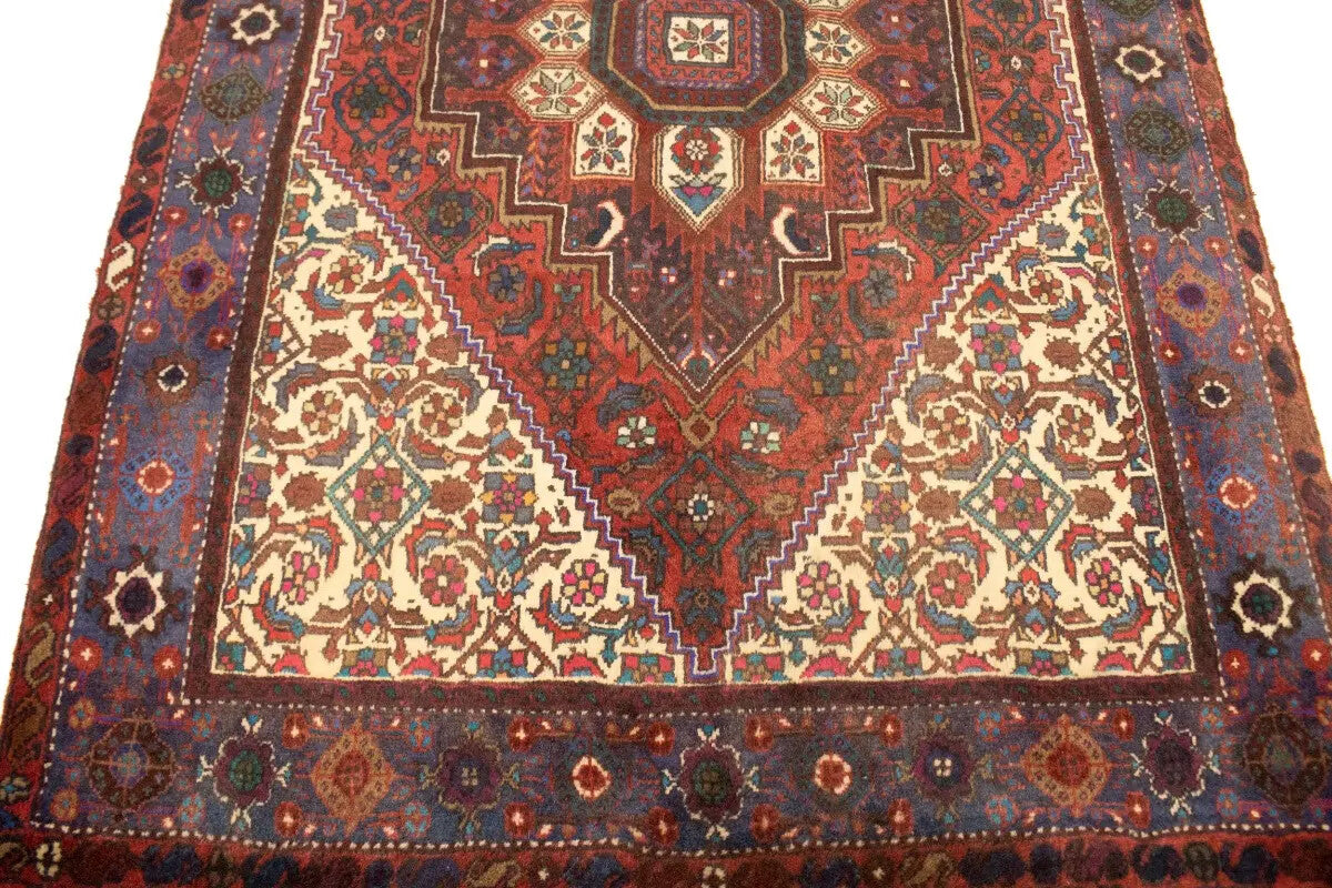 Vintage Handmade Oriental Rug Floral Geometric