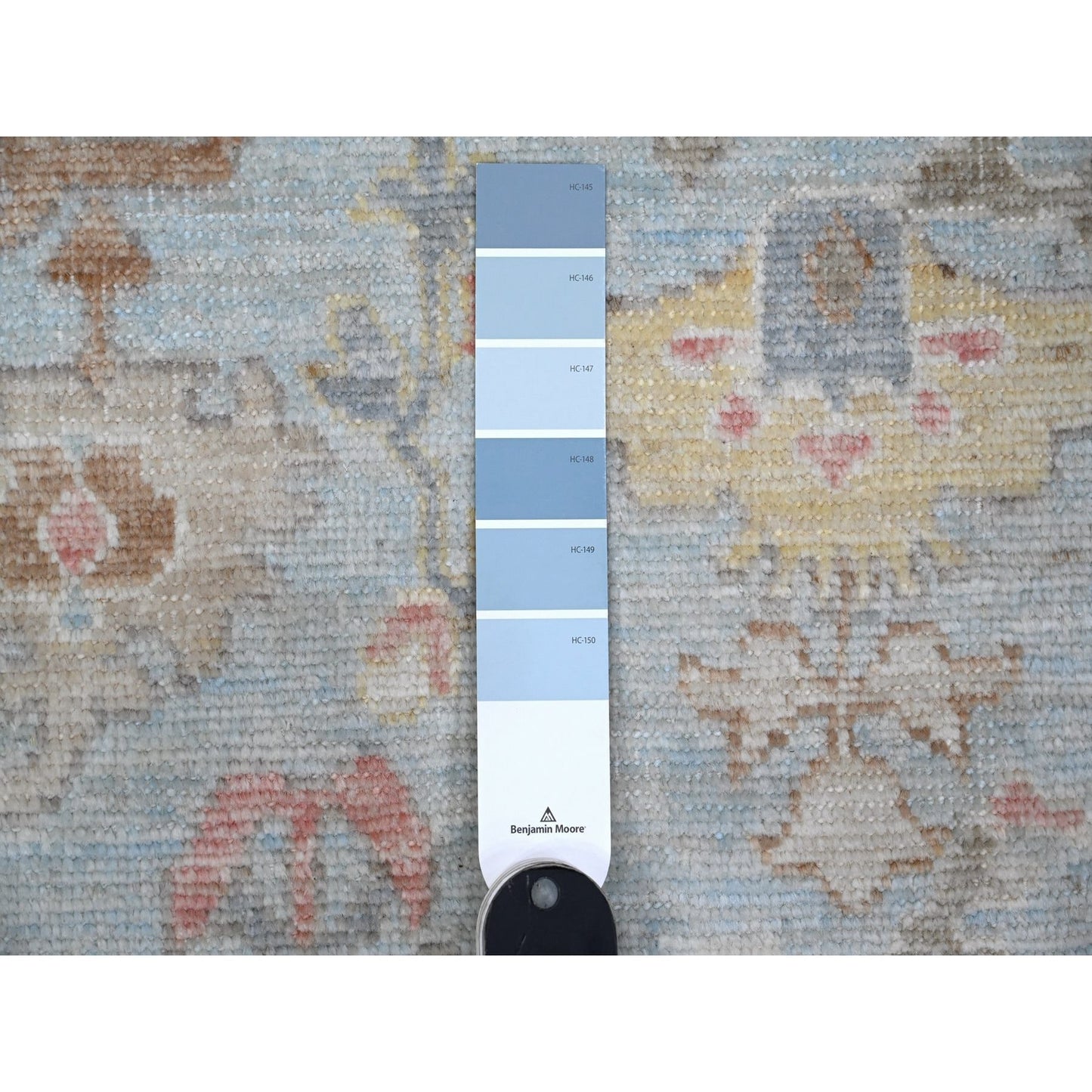 9'X12'6" Quilt Blue Afghan Hand Knotted Angora Oushak Oriental Rug