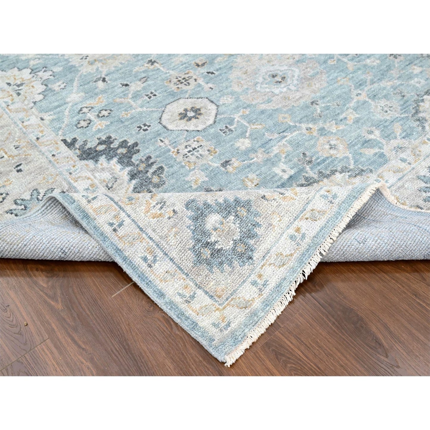 9'X12' Gray Oushak Design Supple Collection Hand Knotted Soft Wool Rug