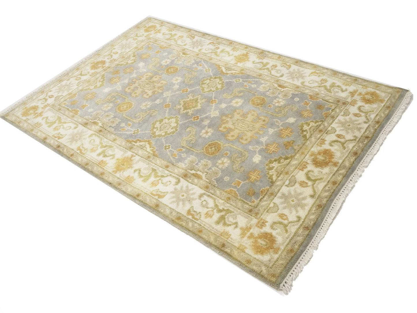 Handmade Classic Oushak Chobi Rug Floral Design